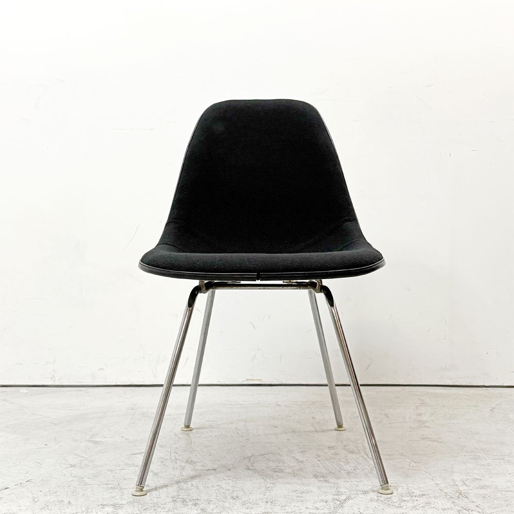 ハーマンミラー Herman Miller サイドシェルチェア モダンファニチャーセールス MFS製 FRP アプホルスター 座面張替済み ブラック Hベース C&Rイームズ ビンテージ ●