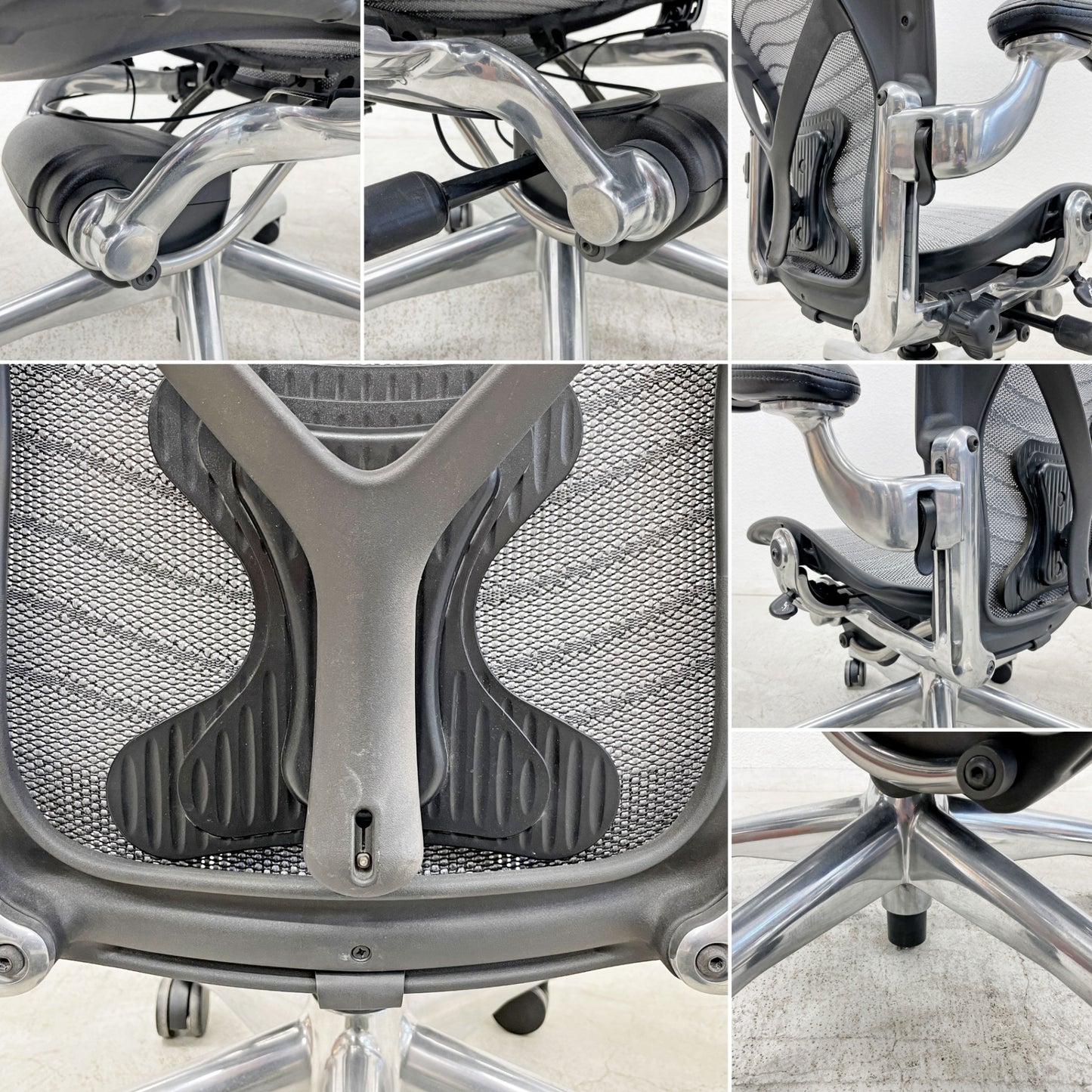 ハーマンミラー Herman Miller アーロンチェア デスクチェア Bサイズ ポスチャーフィット ウェイブ ポリッシュドアルミベース ビル・スタンフ ＆ ドン・チャドウィック 〓