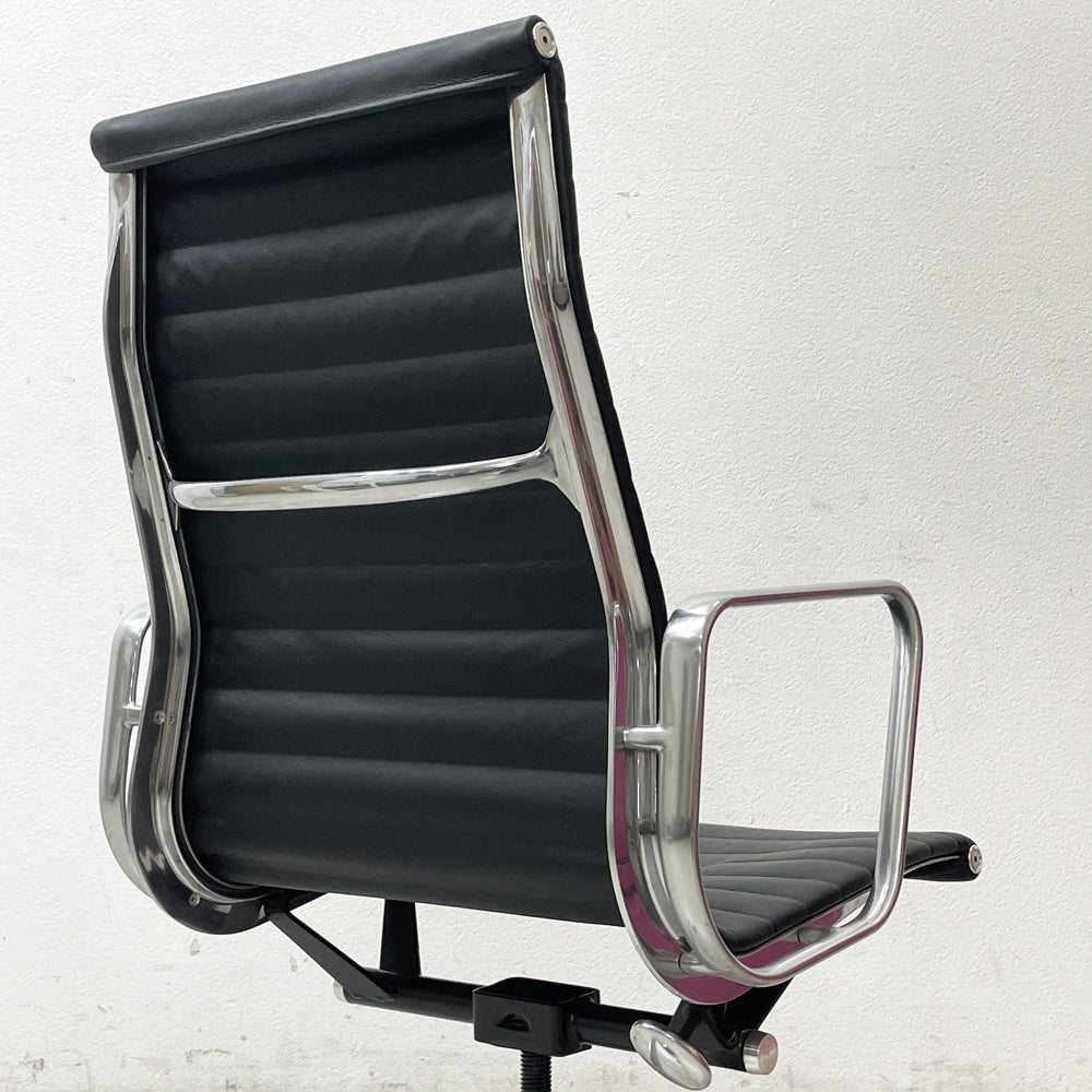 ハーマンミラー Herman Miller アルミナムグループ エグゼクティブチェア ハイバック レザーシート 本革 ブラック 5本脚 C&Rイームズ ミッドセンチュリー ●