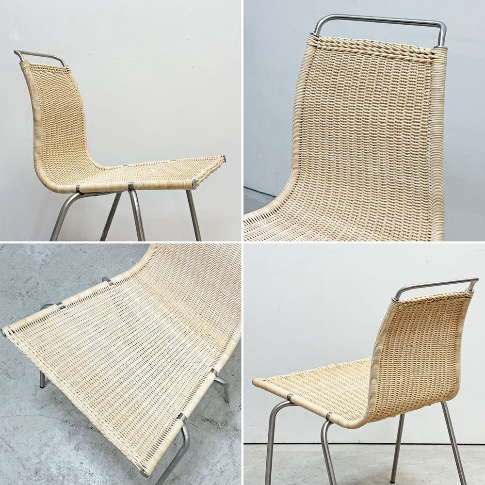カールハンセン＆サン Carl Hansen & Son PK1 ダイニングチェア スタッキングチェア ラタン 籐 スチール ポール・ケアホルム Poul Kjaerholm 北欧 デンマーク モダン 廃番希少 A ●