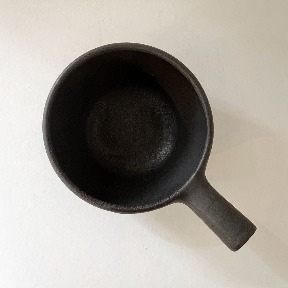 正島克哉 Katsuya Shoujima 片手土鍋 黒 小 全幅19.5cm 直火可 工房正島 現代作家 B ◎