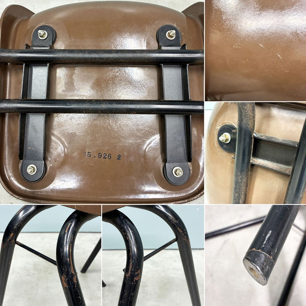 コトブキ KOTOBUKI スタッキングチェア FRP製 シェルチェア スチール脚 ブラウン 剣持勇デザイン ビンテージ ジャパニーズミッドセンチュリー A ◎