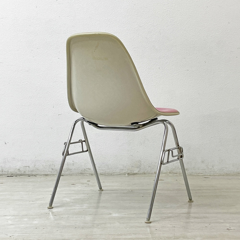 ハーマンミラー Herman Miller サイドシェルチェア サード 3rdビンテージ PVCレザー FRP製 スタッキングベース イームズ D ●