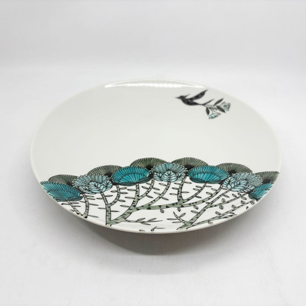 九谷焼 北村和義 鳥一羽 絵皿 Φ25cm 現代作家 ●