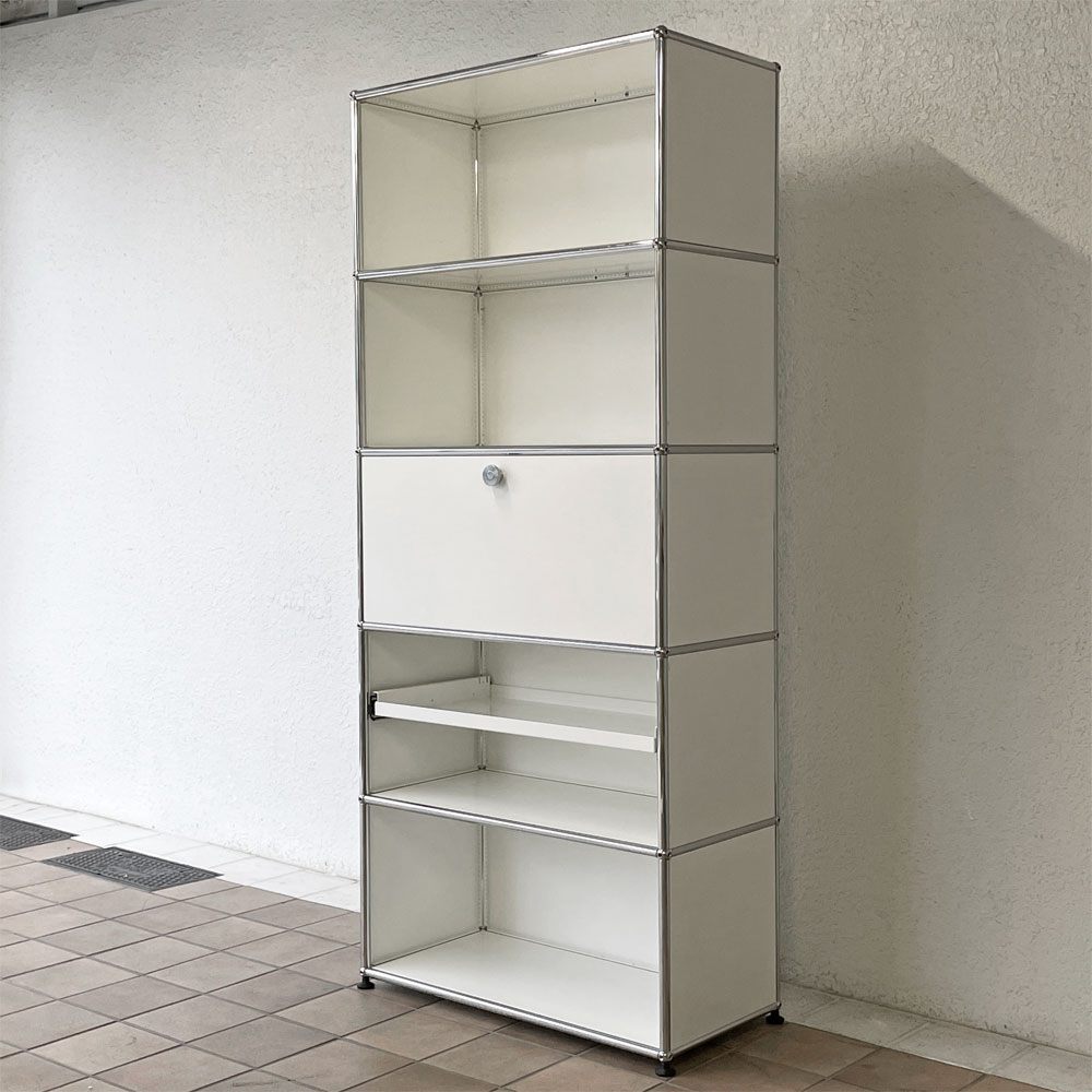 ユーエスエムハラー USMハラー USM Haller モジュラーファニチャー キャビネット シェルフ 1列5段 W77×D37 ドロップダウンドア エクステンションシェルフ 定価329,376円 ◇
