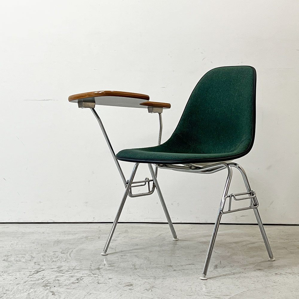 ハーマンミラー Herman Miller サイドシェルチェア セカンド 2nd ビンテージ アプホルスター スクールベース スタッキングベース 肘掛けテーブル付 イームズ ミッドセンチュリー A ●