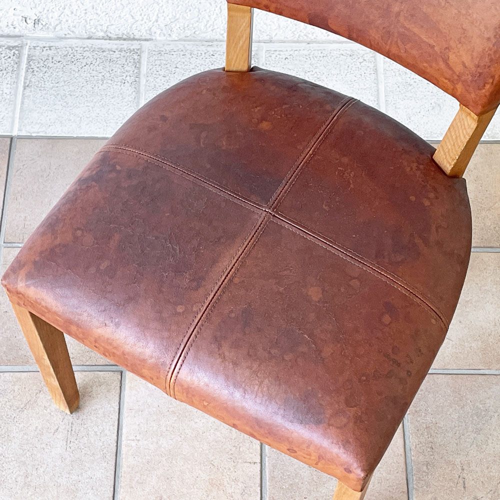 トラックファニチャー TRUCK FURNITURE エスアールチェア SR CHAIR ダイニングチェア ナラ無垢材 本革 ビンテージスタイル A ◇