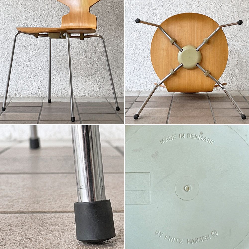 フリッツハンセン Fritz Hansen アントチェア 4本脚 ナチュラルビーチ ラッカー アルネ・ヤコブセン 北欧家具 D ◇