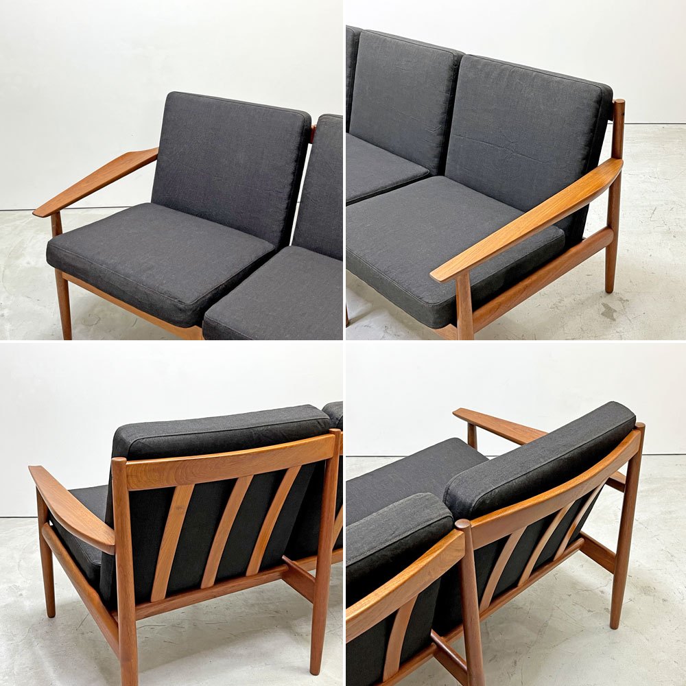 グロストルップ Glostrup Mobelfabrik 3pソファ チーク材 アルネ・ヴォッダー Arne Vodder デンマーク 北欧ビンテージ ●