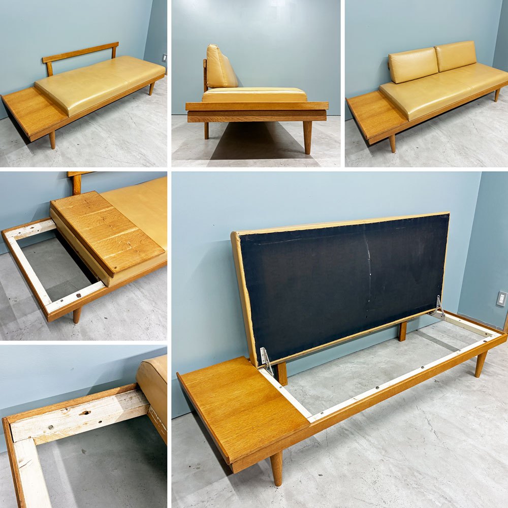 エコーネス EKORNES Svane デイベッド Ingmar Relling ノルウェー ビンテージ オーク材 本革 キャメル 北欧家具 ソファベッド ◎