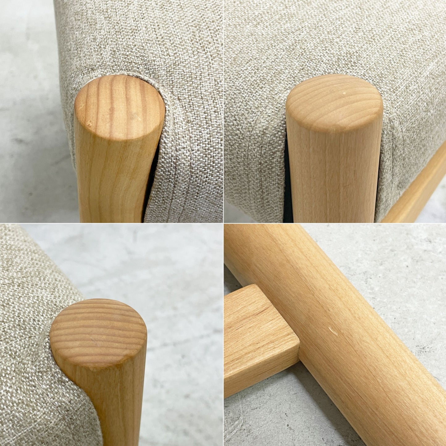 モモナチュラル MOMO Natural ホーン HORN ベンチ タモ無垢材 カバーリング グレー系ファブリック W110cm 定価￥37,000- ●