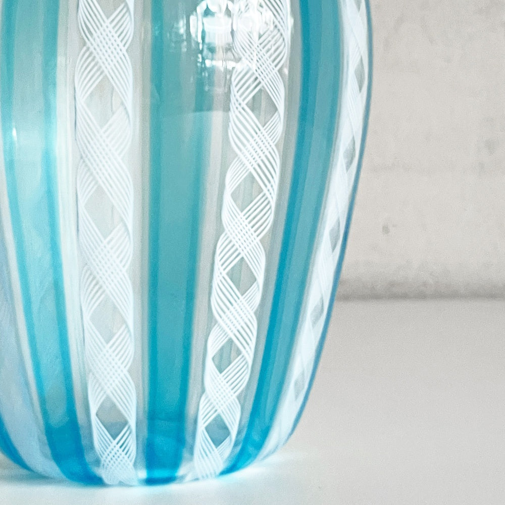 バラリン BALLARIN レースガラス フラワーベース 花瓶 ムラーノ MURANO ベネチアングラス H17.5cm イタリア 工芸品 ■