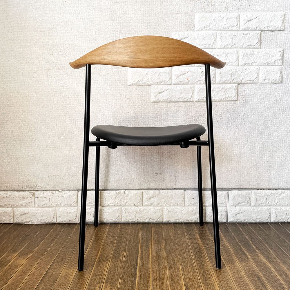 カールハンセン＆サン Carl Hansen & Son CH88P ダイニングチェア オーク材 本革 ブラックレザー スチール脚 ブラックレッグ ハンス・J・ウェグナー 北欧家具 ◎