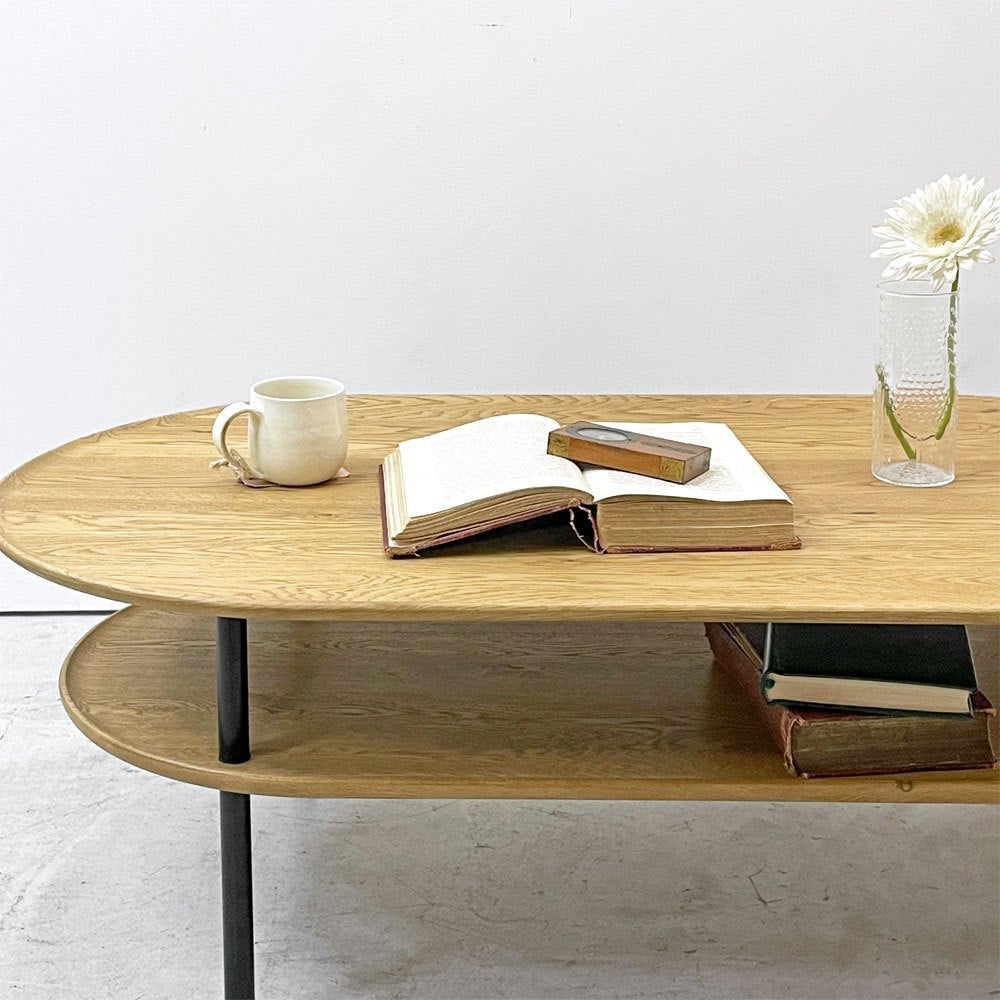 クラッシュゲート CRASH GATE イージーライフ Easy Life サーボ コーヒーテーブル オーバル SERVO COFFEE TABLE W105cm オーク材 ブラックスチール 関家具 展示品 ●