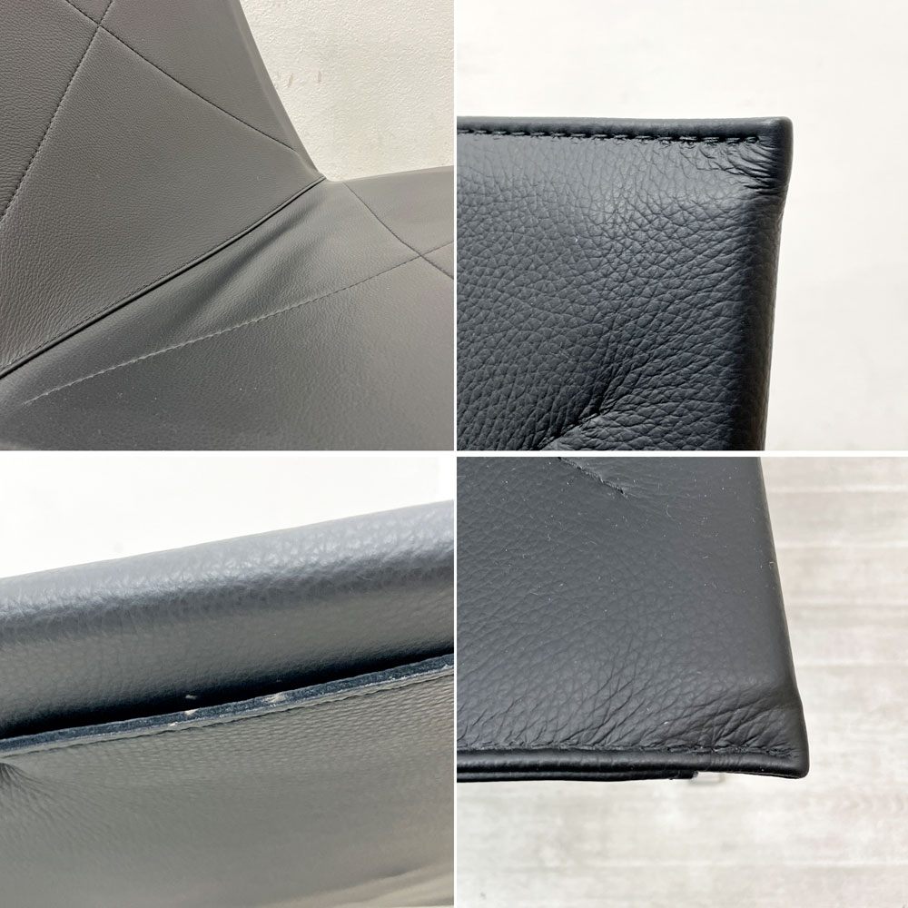 フリッツハンセン Fritz Hansen PK22 イージーチェア ラウンジチェア 本革張り オーラレザー ブラック ポール・ケアホルム 北欧家具 名作椅子 ●