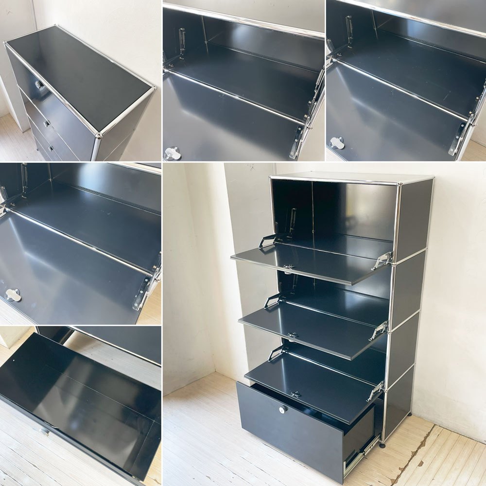 ユーエスエムハラー USM Haller モジュラーファニチャー Modular Furniture キャビネット シェルフ 1列4段 旧型 スイス ★