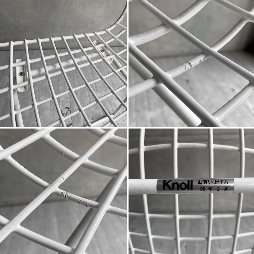 ノル Knoll 420 サイドチェア ワイヤーチェア ダイニングチェア ホワイト × グレー ファブリック フルカバー仕様 ハリー・ベルトイア ミッドセンチュリー ビンテージ ♪