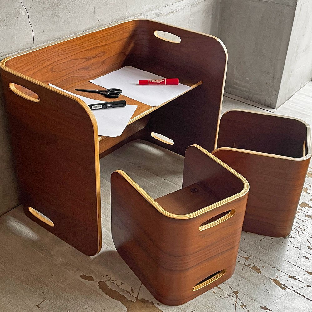ホップル HOPPL コロコロ COLOCOLO チェア&デスク Chair & Desk ウォールナット材 テーブル ベンチ 学習机 キッズチェア 3点セット 定価 ￥46,860-  ♪