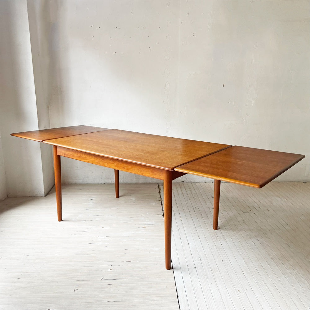 北欧ビンテージ チーク材 ドローリーフ ダイニングテーブル エクステンション 伸長式 W133~237cm デンマーク Danish Vintage ★