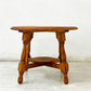 フランスアンティーク サイドテーブル ローテーブル マガジン ラック付き オーク材 ナチュラル ラスティック カントリー●