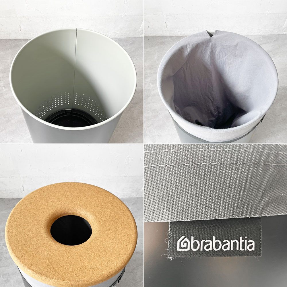 ブラバンシア Brabantia ランドリービン ランドリーボックス 60L スチール×コルク モダンデザイン 定価￥21,030- ★
