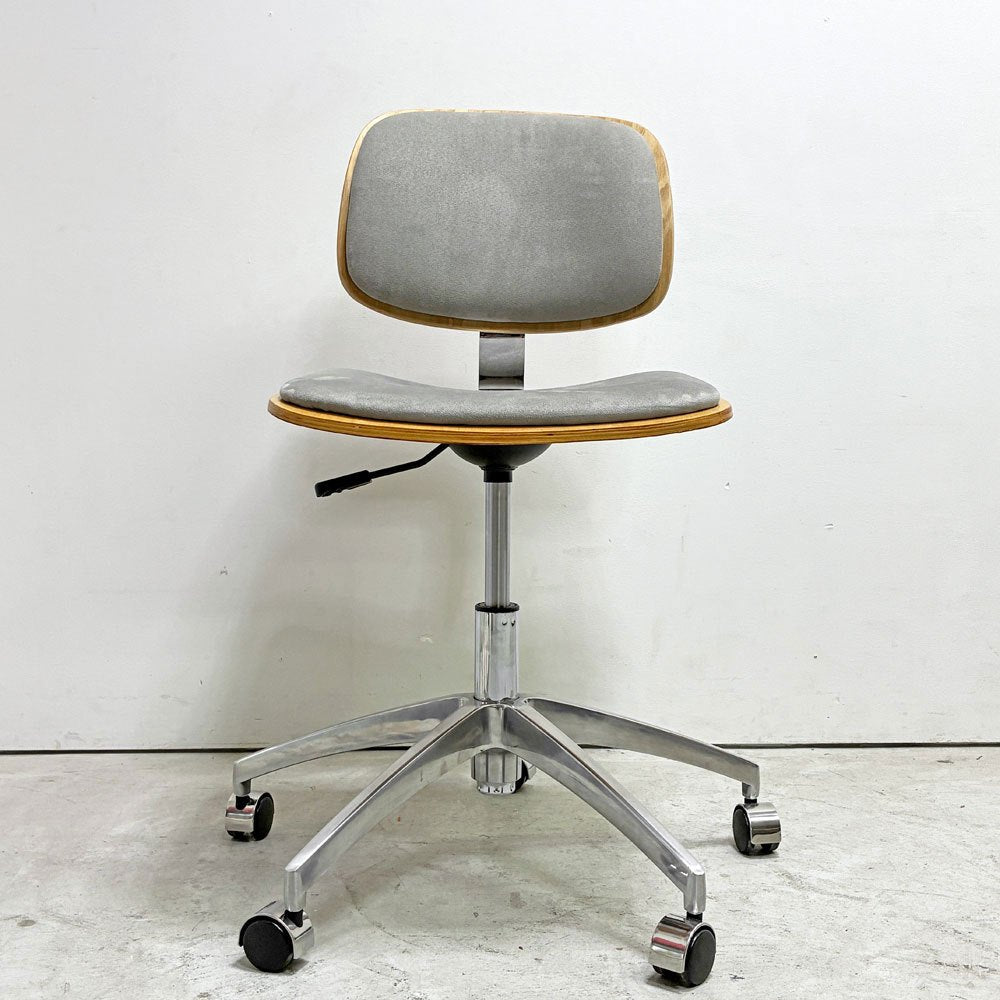 かなでもの KANADEMONO Stylish-Modern Silver gray デスクチェア オフィスチェア プライウッド スエード調 昇降 キャスター 定価￥29,500-  ●