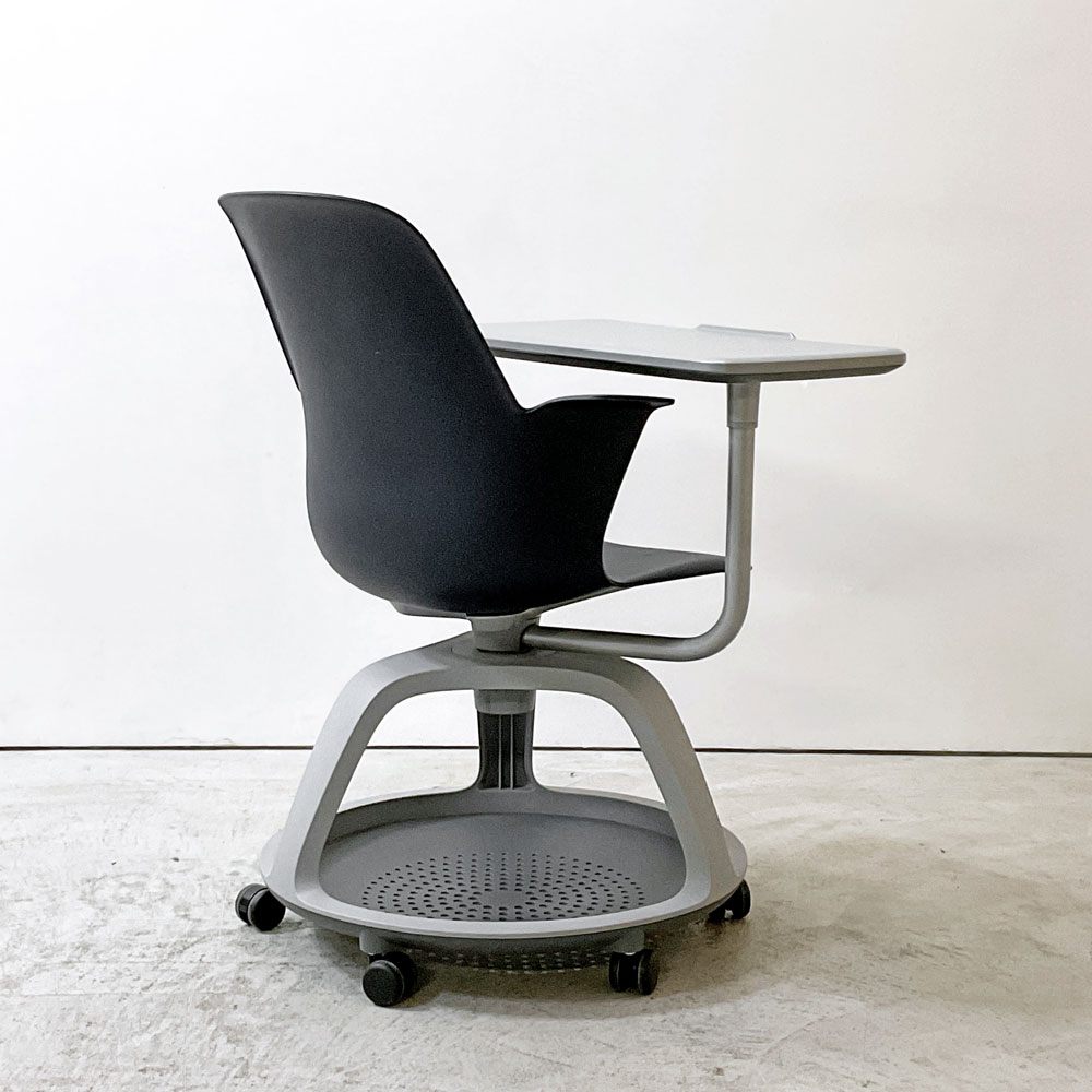 スチールケース Steelcase ノード node ミーティングチェア オフィスチェア ネイビー 可動式サイドテーブル＆キャスター付 ●