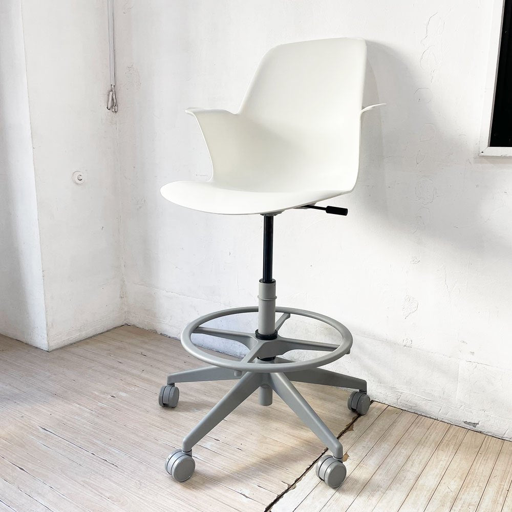 スチールケース Steelcase ノード ファイブスター スツール Node FIVE-STAR STOOL ハイチェア 製図チェア キャスター ホワイト ★