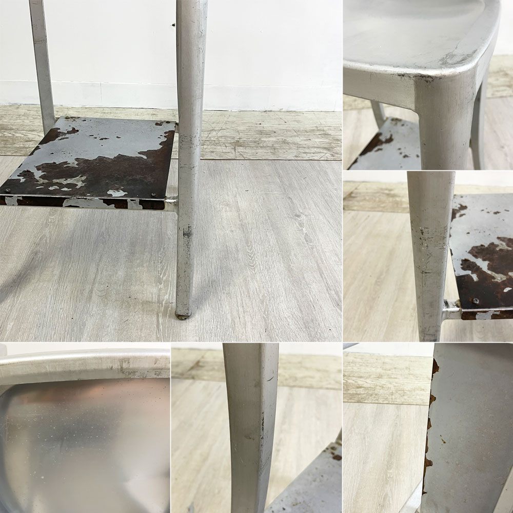 ネイビーバースツール Navy BarStool カウンターチェア リプロダクト アルミニウム インダストリアル デザイン H100cm B ●