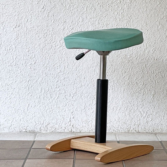 バランスラボ balans lab バランスシナジー balans Synergy ラウンド 腰痛対策椅子 スツール 昇降機能 ブナ材 スチール レッド系ミックスカラー ファブリック 替えカバー付き ◇