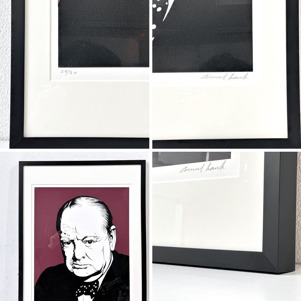 コンラッドリーチ CONRAD LEACH シルクスクリーン ウィンストン・チャーチル Winston Churchill アートフレーム 大型 ポスター 額装品 現代アート ポップアート イギリス ●
