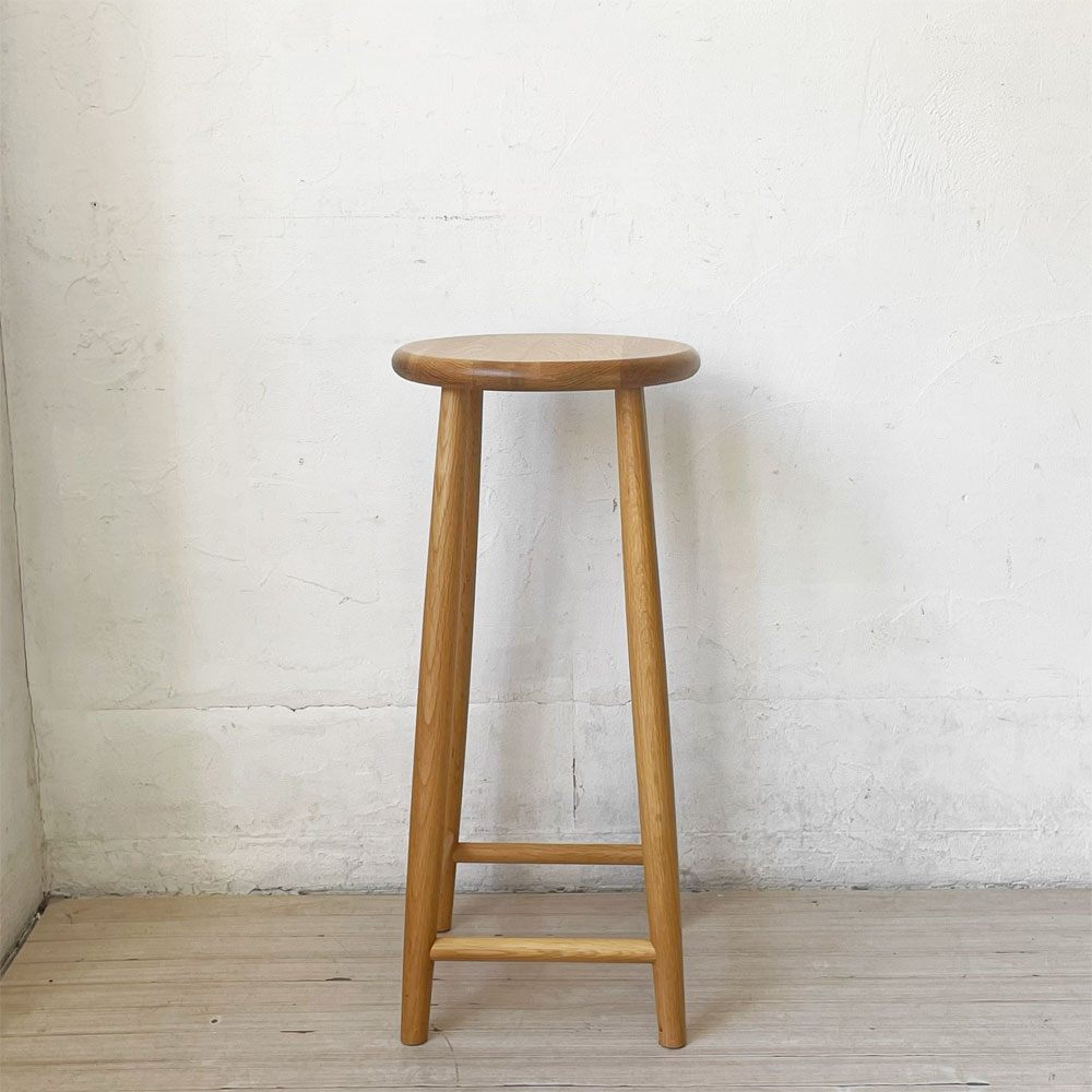 飛騨家具 ハイスツール 天然木 オーク無垢材 木製スツール ウッドスツール キッチンスツール シンプル スリムデザイン ★