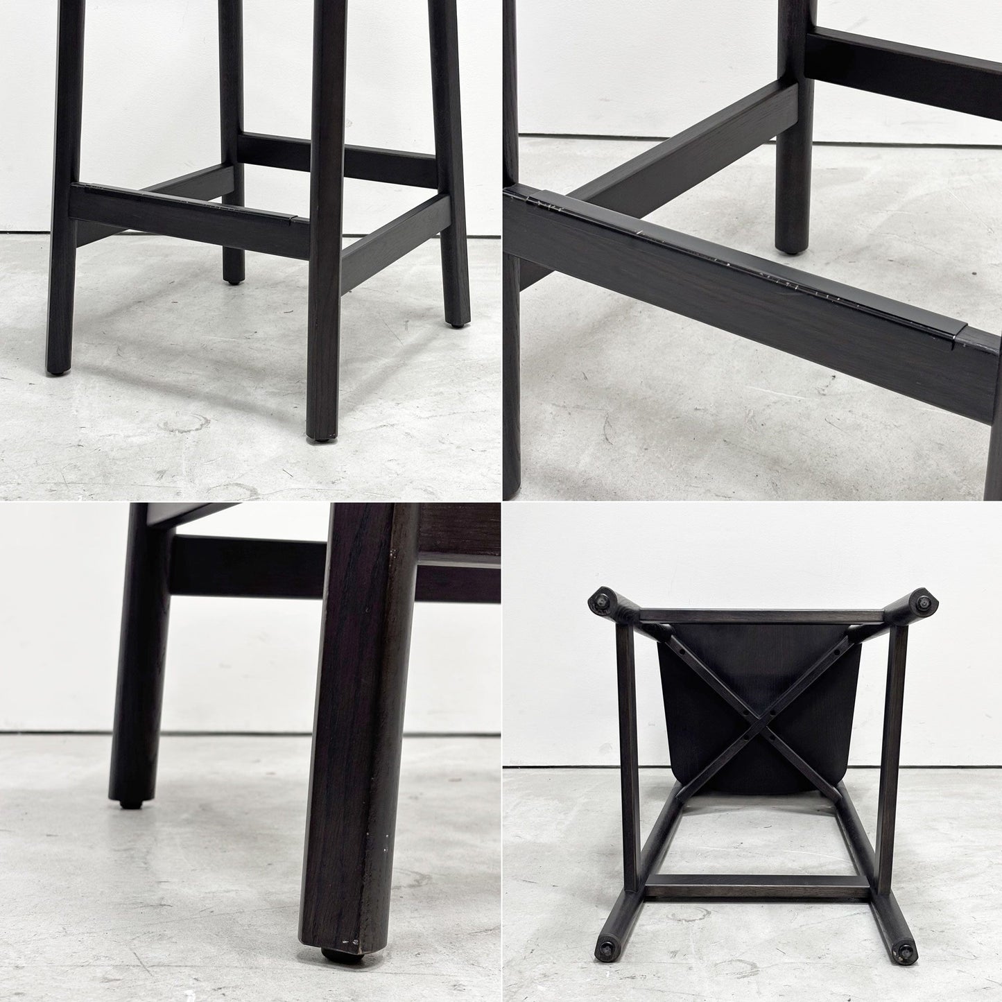 モダンデザイン Modern Design カウンターチェア ハイチェア ハイスツール オーク材 ブラック塗装 A ●