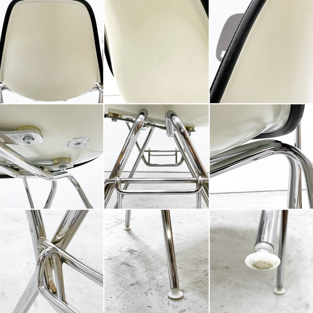 ハーマンミラー Herman Miller サイドシェルチェア セカンド 2nd ビンテージ アプホルスター スクールベース スタッキングベース 肘掛けテーブル付 イームズ ミッドセンチュリー D ●