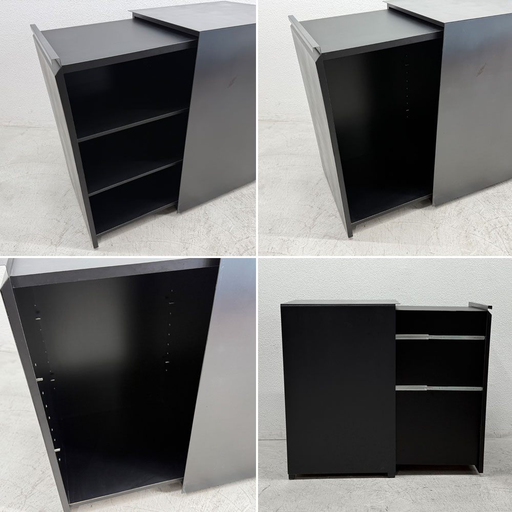 オーダーメイド スチール x ウッド スライドキャビネット 1ドロワー シェルフ インダストリアルデザイン 店舗什器 〓