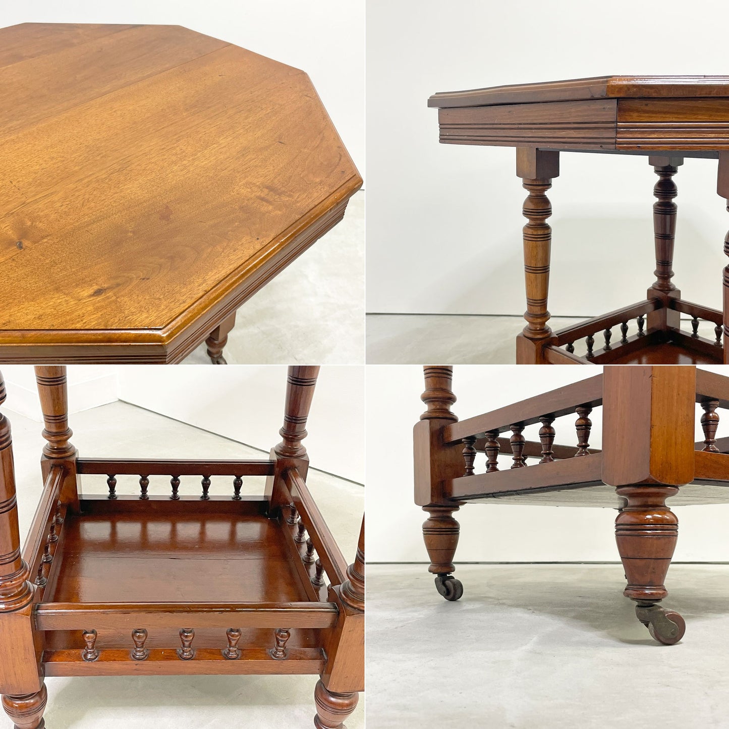 ビンテージ Vintage オクタゴナルテーブル オケージョナルテーブル キャスター付き 八角形天板 W91.5cm クラシカルデザイン ●