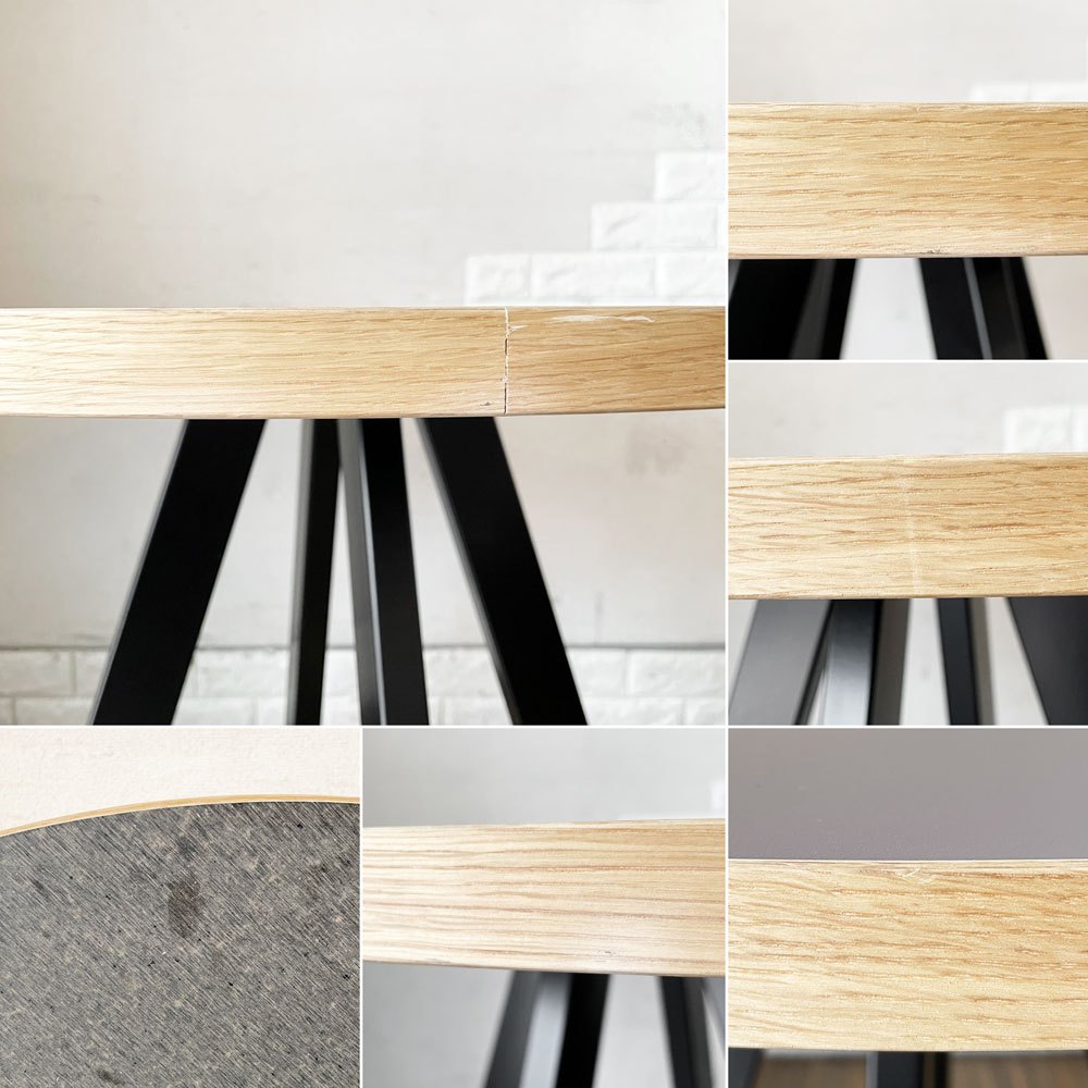 かなでもの KANADEMONO ザ・カフェテーブル THE CAFE TABLE Black Steel 4pin ラウンド Φ80cm リノリウム天板 Mauveカラー 定価￥57,300- ◎