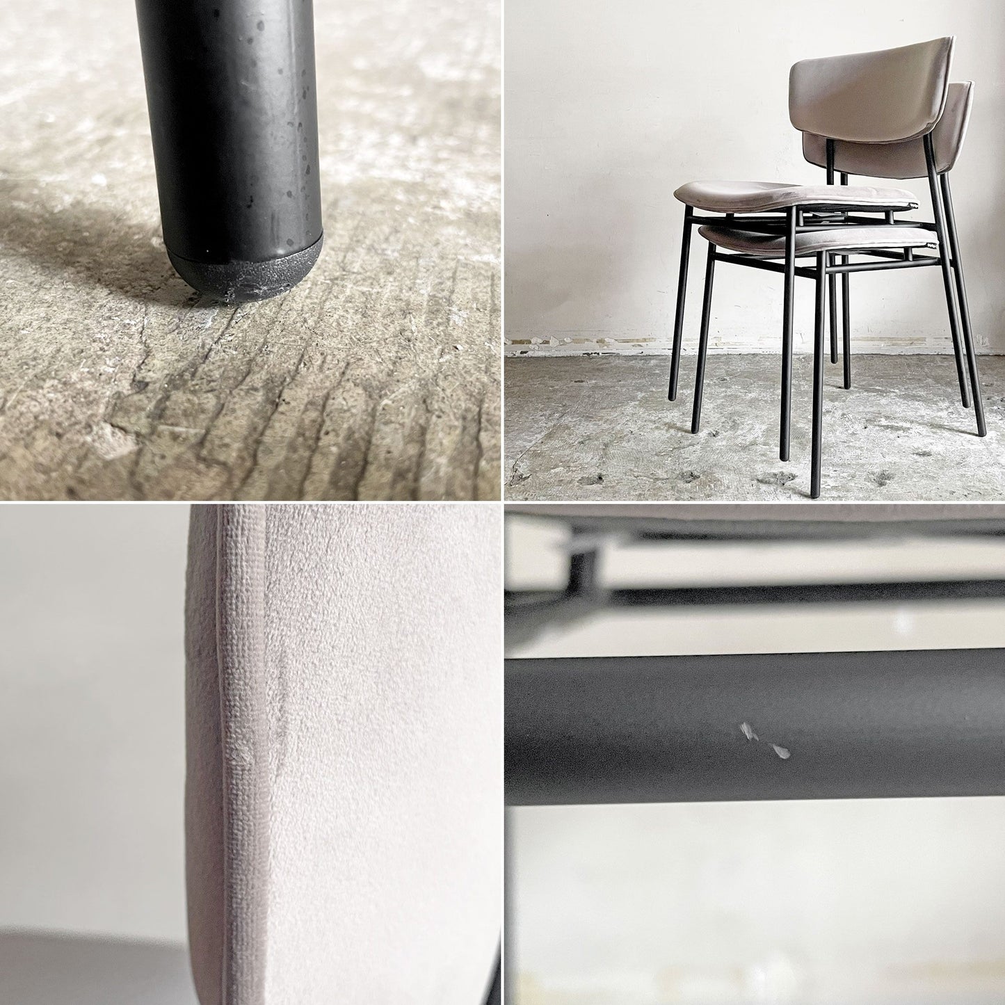 カリガリス Calligaris フィフティーズ FIFTIES ダイニングチェア サンドカラー×マットブラック ファブリック ベルベット スチール脚 モダンデザイン イタリア B ■