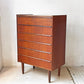 北欧ビンテージ Scandinabian Vintage チェスト キャビネット 6ドロワーズ チーク材 H101cm デンマーク 北欧家具 鍵欠品 ★