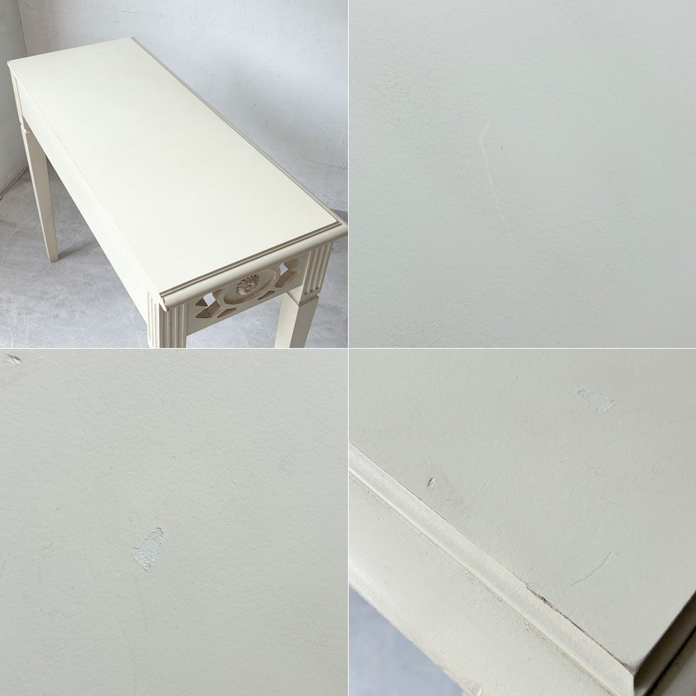 シャビーシック ホワイトペイント クラシック ホールコンソール Hole console クラシックスタイル 透かし装飾 ★
