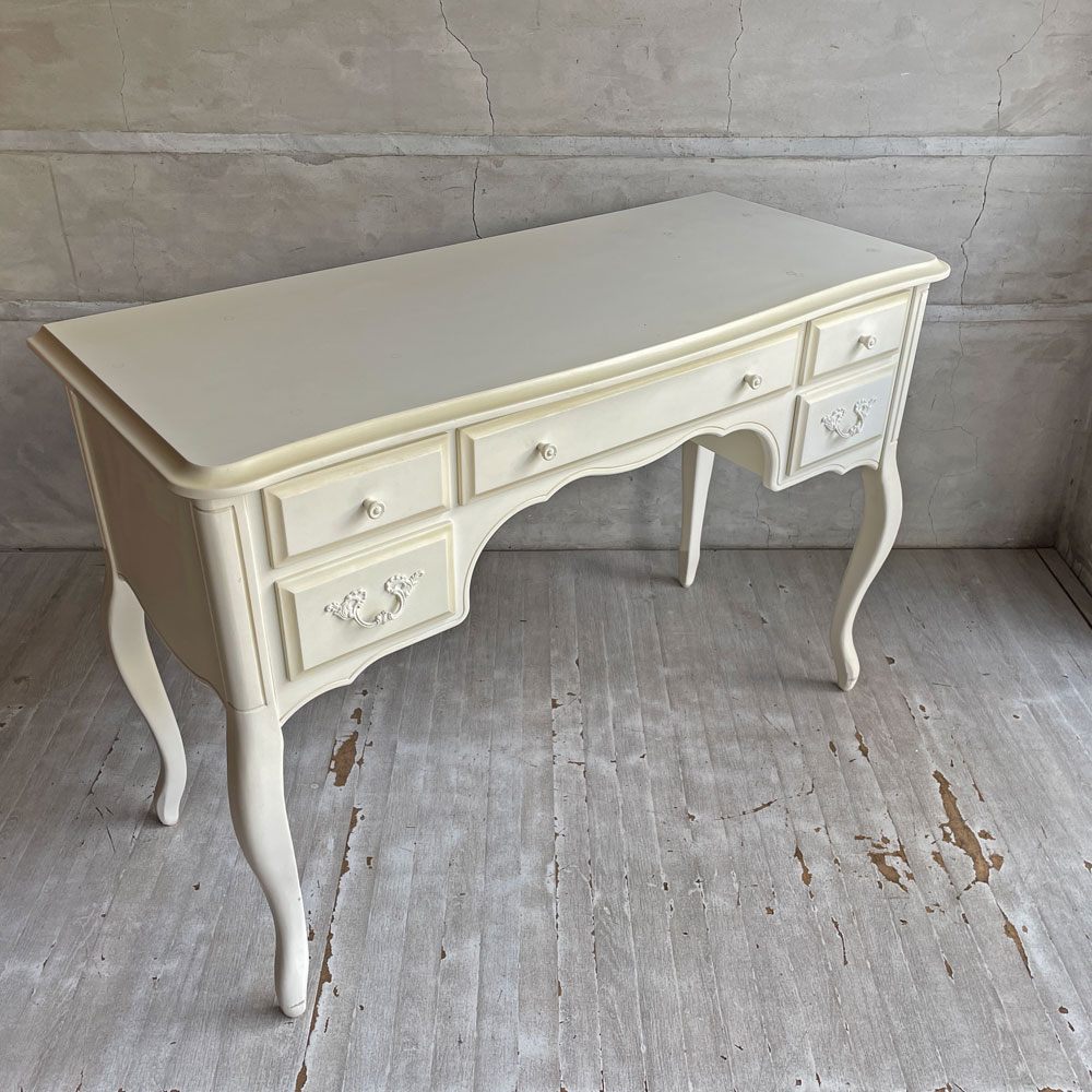 ローラアシュレイ Laura Ashley プロヴァンセル PROVENCALE ドレッシングテーブル デスク 5ドロワー オフホワイトペイント フレンチカントリー 猫脚 参考定価￥174,900- ♪