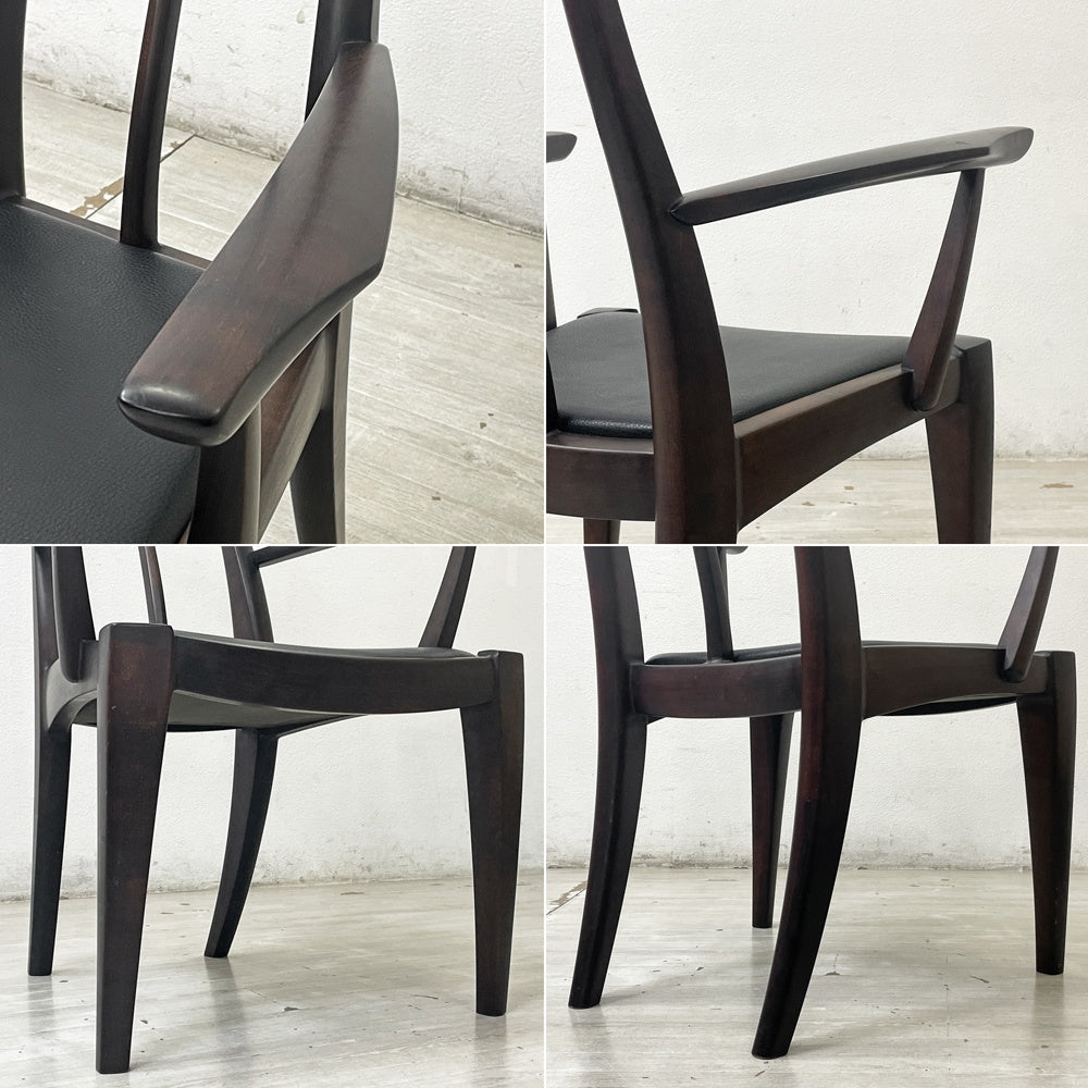 クラフトファニチャー Craft furniture ハイバックチェア ダイニングチェア アーム 無垢材 レザー モダンデザイン ●