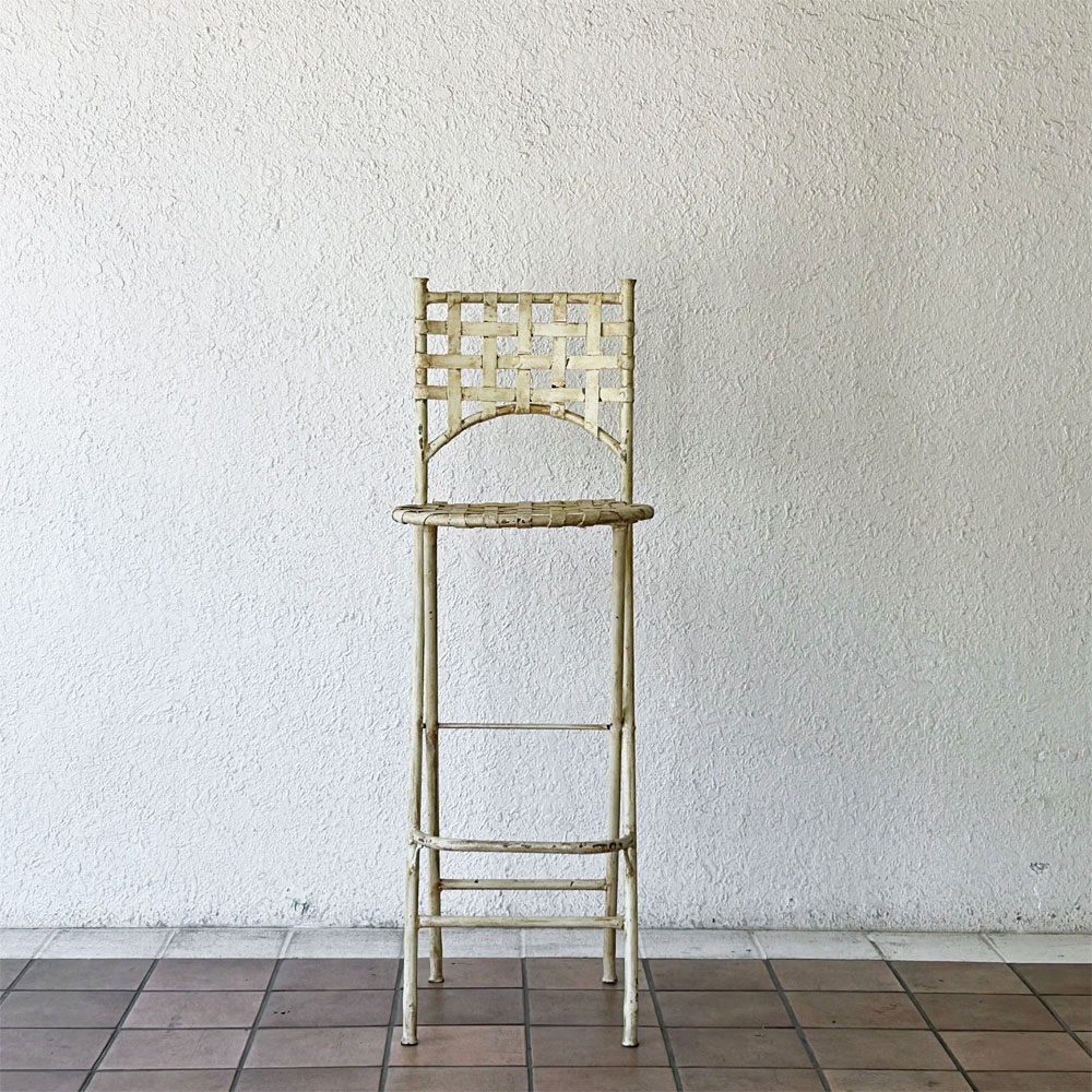 ビンテージ Vintage アイアン カウンターチェア ハイスツール フォールディング 折り畳み フレンチスタイル 屋外使用可 ◇