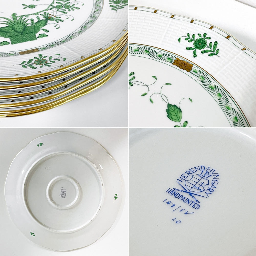 ヘレンド HEREND HVNGARY インドの華 プレート 6枚セット Φ30cm ハンドペイント 白磁食器 ハンガリー ●