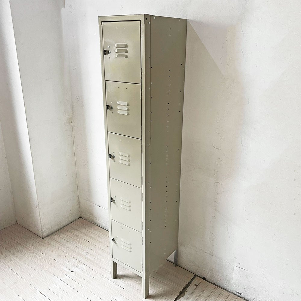 リオン LYON スチールロッカー ルーバーカット 5段 5-TIER LOCKER-LOUVER アイボリー puttywhite P.F.S取扱 ★