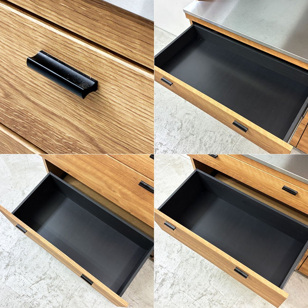 マナベインテリアハーツ リルケ RILKE オープン食器棚 ナチュラルカラー カップボード レンジ台 可動棚板 配線孔有 大川家具 国産 ●