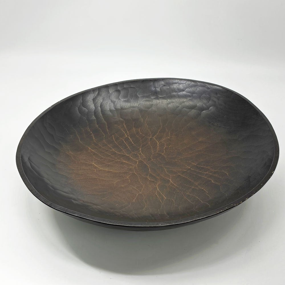 三谷龍二 黒い器 漆ボウル オーバル 30×26.5×6cm 山桜 黒拭き漆 木の器 現代作家●