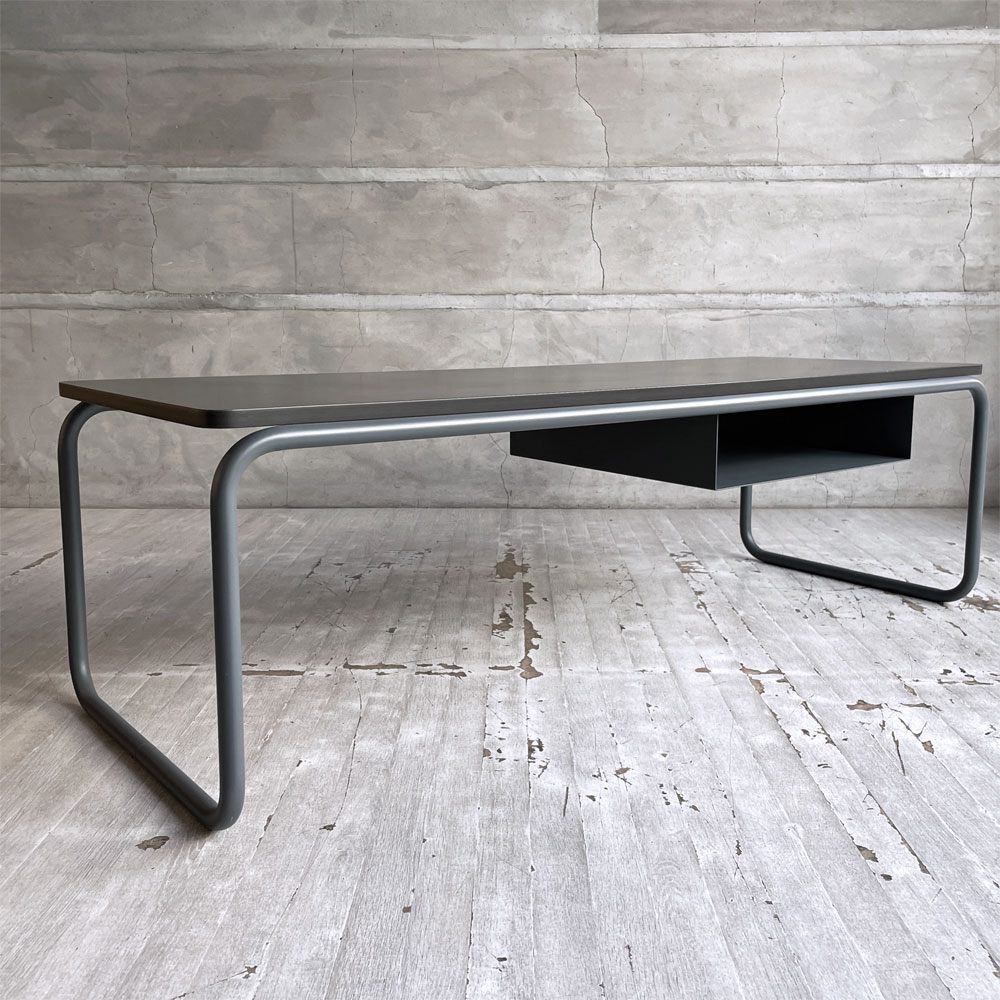 無印良品 MUJI × トーネット THONET スチールパイプ ローテーブル Lサイズ ラック付き ダークグレー ドイツ バウハウス 廃番希少 ♪