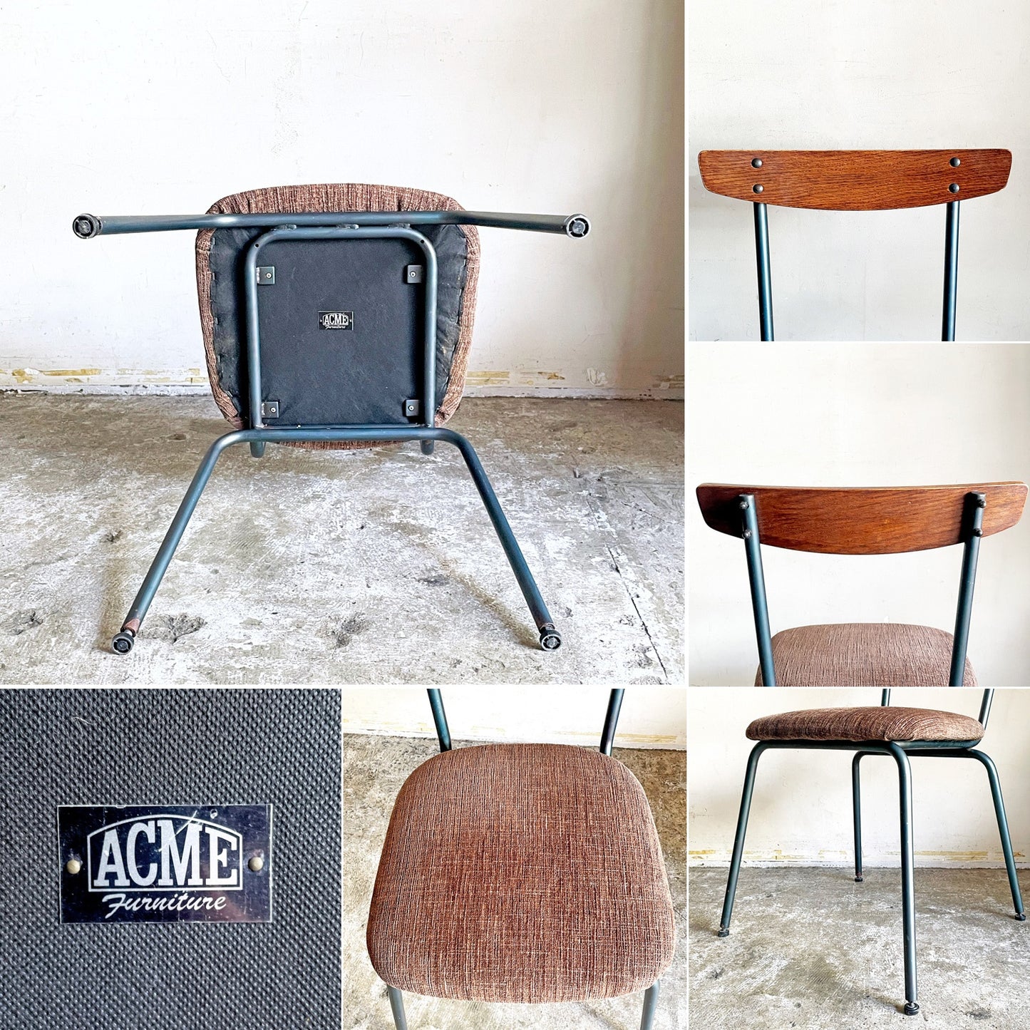アクメファニチャー ACME Furniture グランドビュー チェア GRANDVIEW CHAIR ダイニングチェア  ファブリック ブラウン系 アイアン脚 廃番 ■
