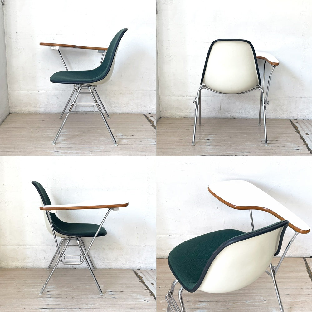 ハーマンミラー Herman Miller サイドシェルチェア セカンド 2nd ビンテージ アプホルスター スクールベース スタッキングベース 肘掛けテーブル付 イームズ ミッドセンチュリー I ★